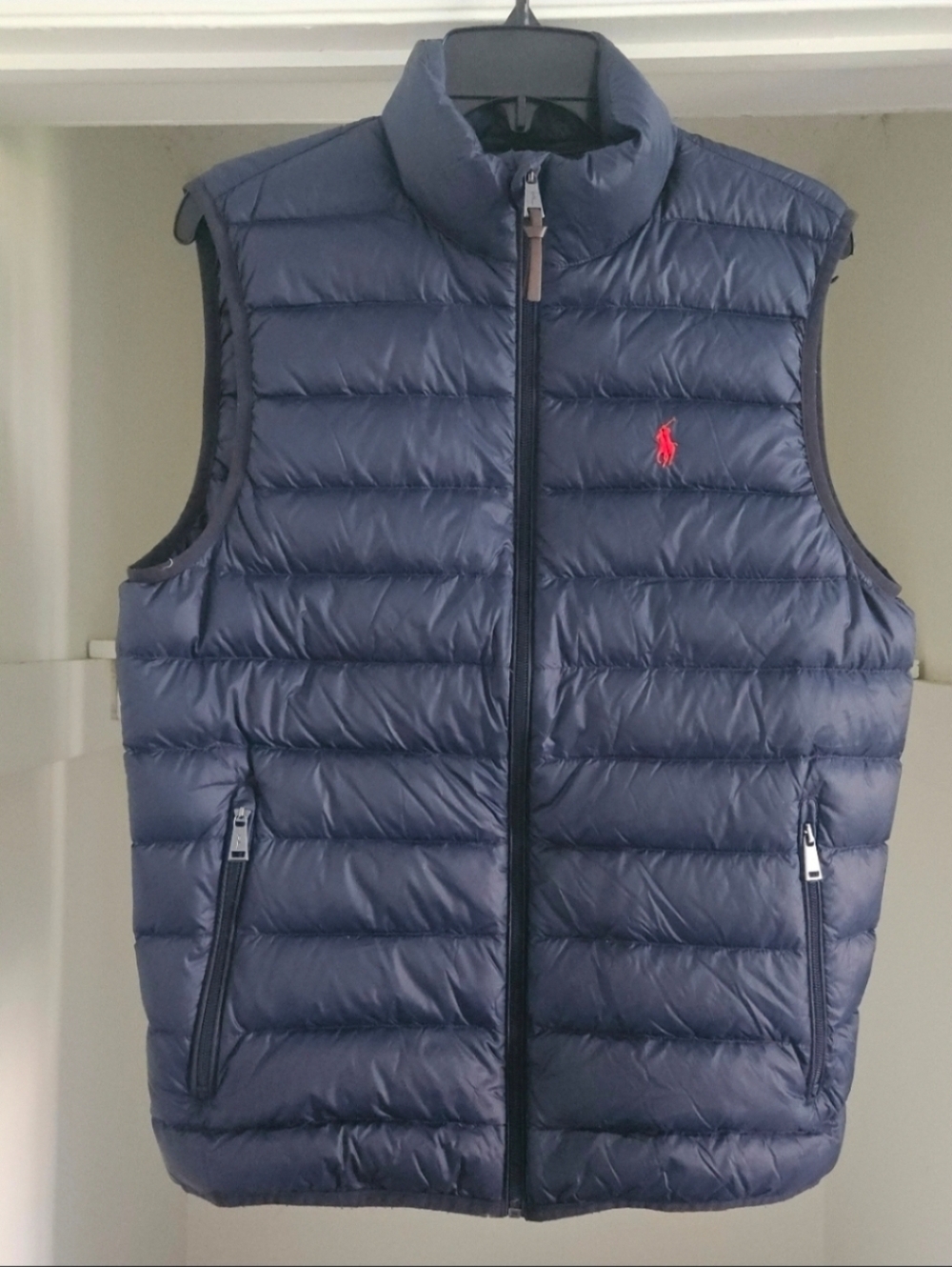 POLO RALPH LAUREN MEN'S SIGNATURE PONY WHITE DUCK DOWN LIGHT VEST NAVY SMALL
